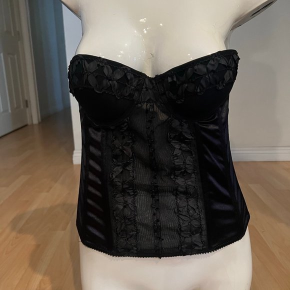 NWT Y2K HEART MOON STAR FLOWER EMBROIDERED CORSET BUSTIER TOP SZ L LARGE - Picture 1 of 3
